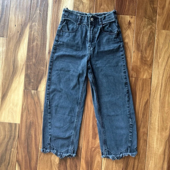 Zara Premium Black Distressed High Rise Denim Jeans size 2 - Picture 1 of 4